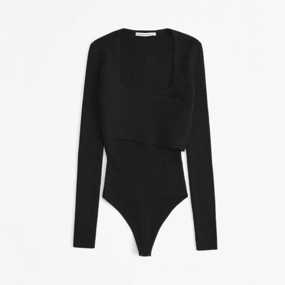 Abercrombie LuxeLoft Wrap Sweater Bodysuit Long Sleeve